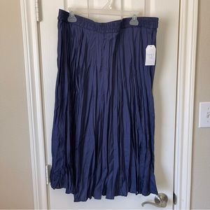 NWT Navy Blue Pleated Midi Skirt